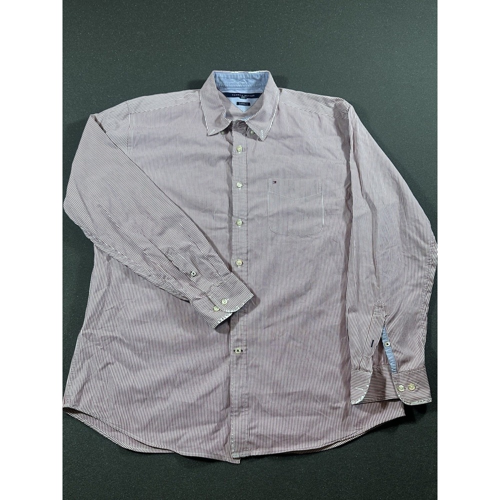 Men's tommy hilfiger Red Striped button down shirt XL